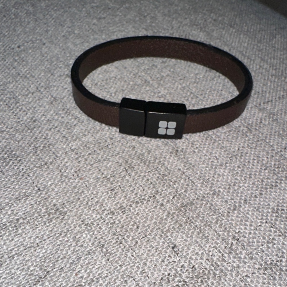 Brown Leather Bracelet with Black magnetic Clasp